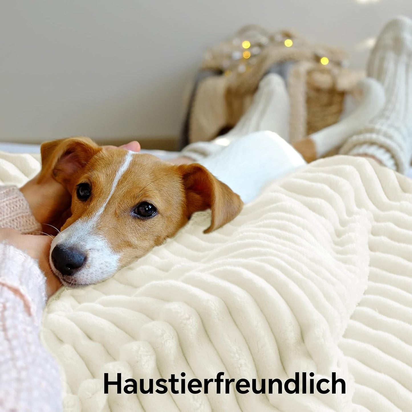 Flauschige Sherpa-Kuscheldecke, Cremeweiss 125 x 150 cm
