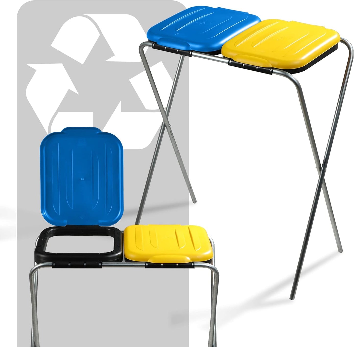 Zweifacher Müllsackhalter für Mülltrennung, Blau-gelb