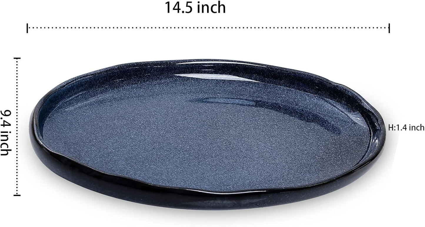 Ovale Servierplatte, Blau