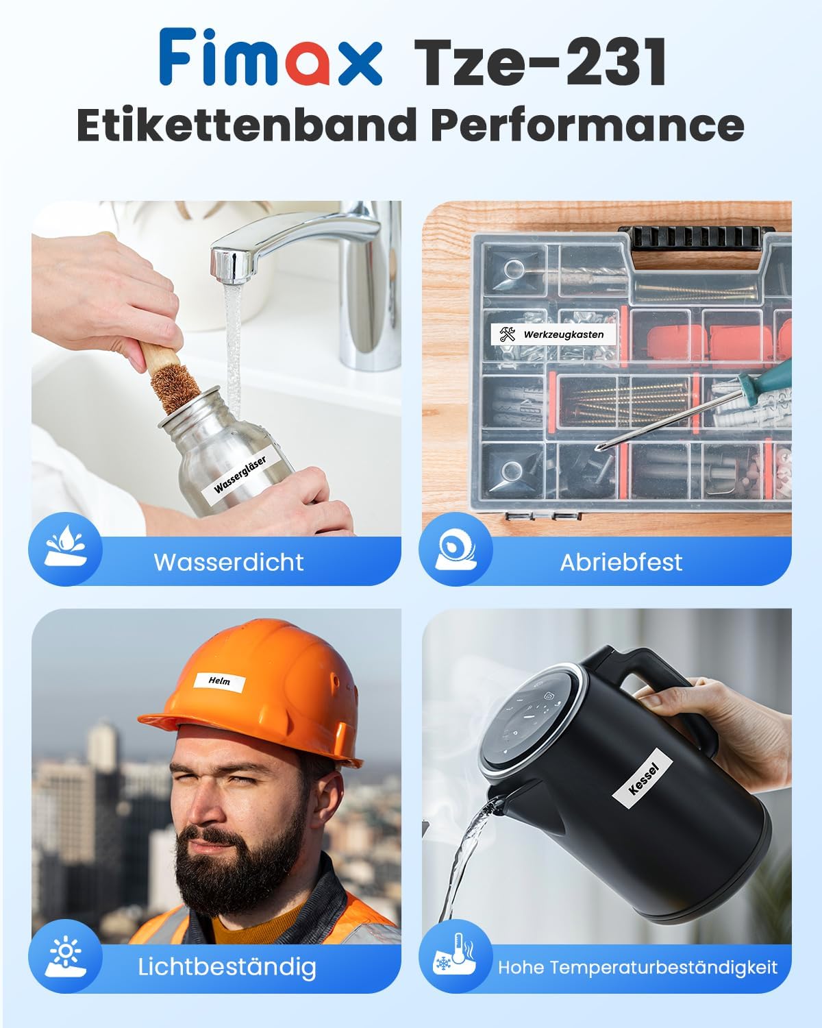 5er-Pack Ersatzband (12mm) für Beschriftungsgerät, 12mm Ersatz für Schriftband Brother P-touch Bänder 12mm Tze Aze 231 TZ-231 (Packung mit 5)