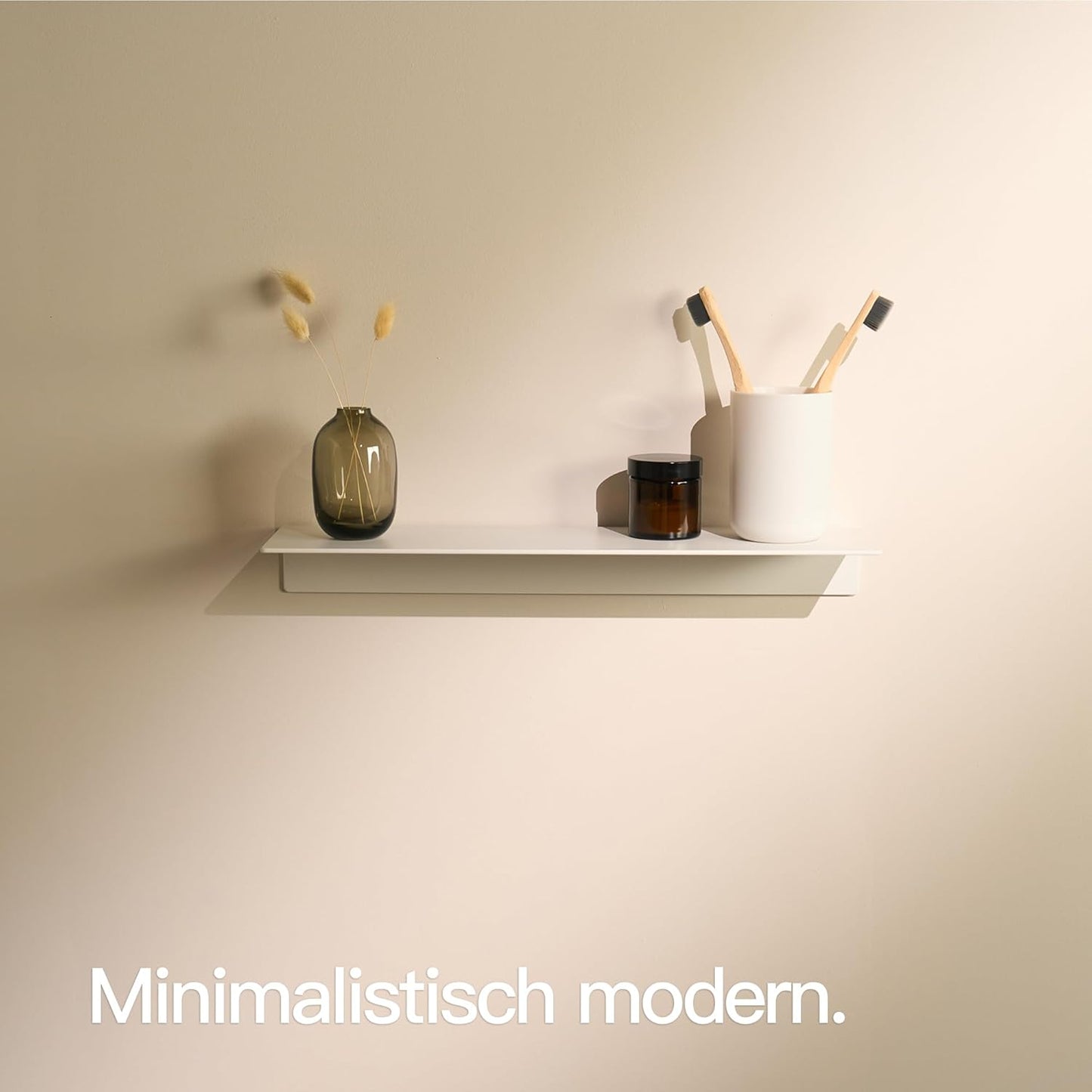 Wandregal ohne Bohren für Bad und Küche, Weiss 42 cm