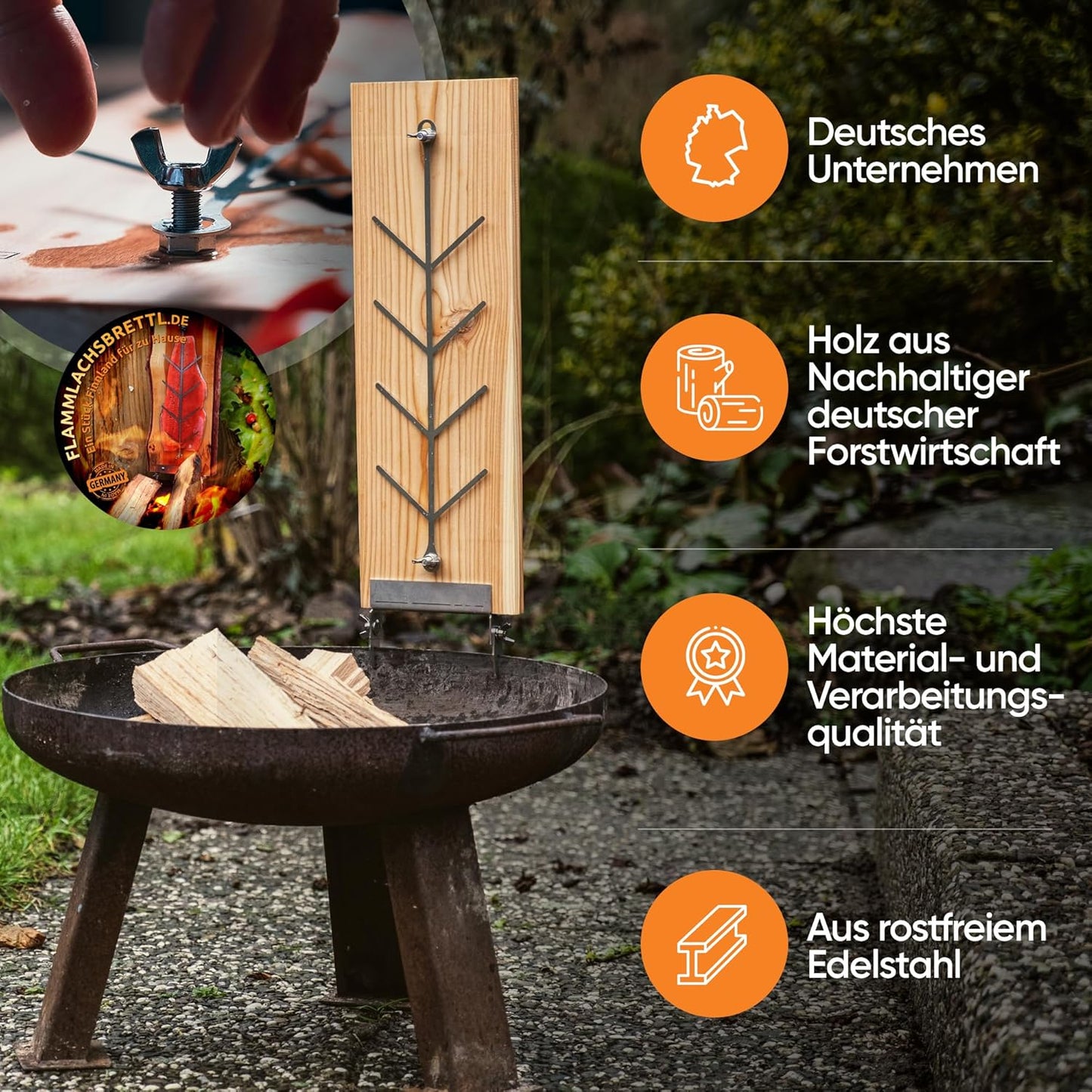 Flammlachsbrett, Lärche einzeln