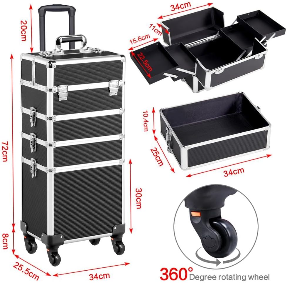 4-in-1 Kosmetikkoffer, Schwarz