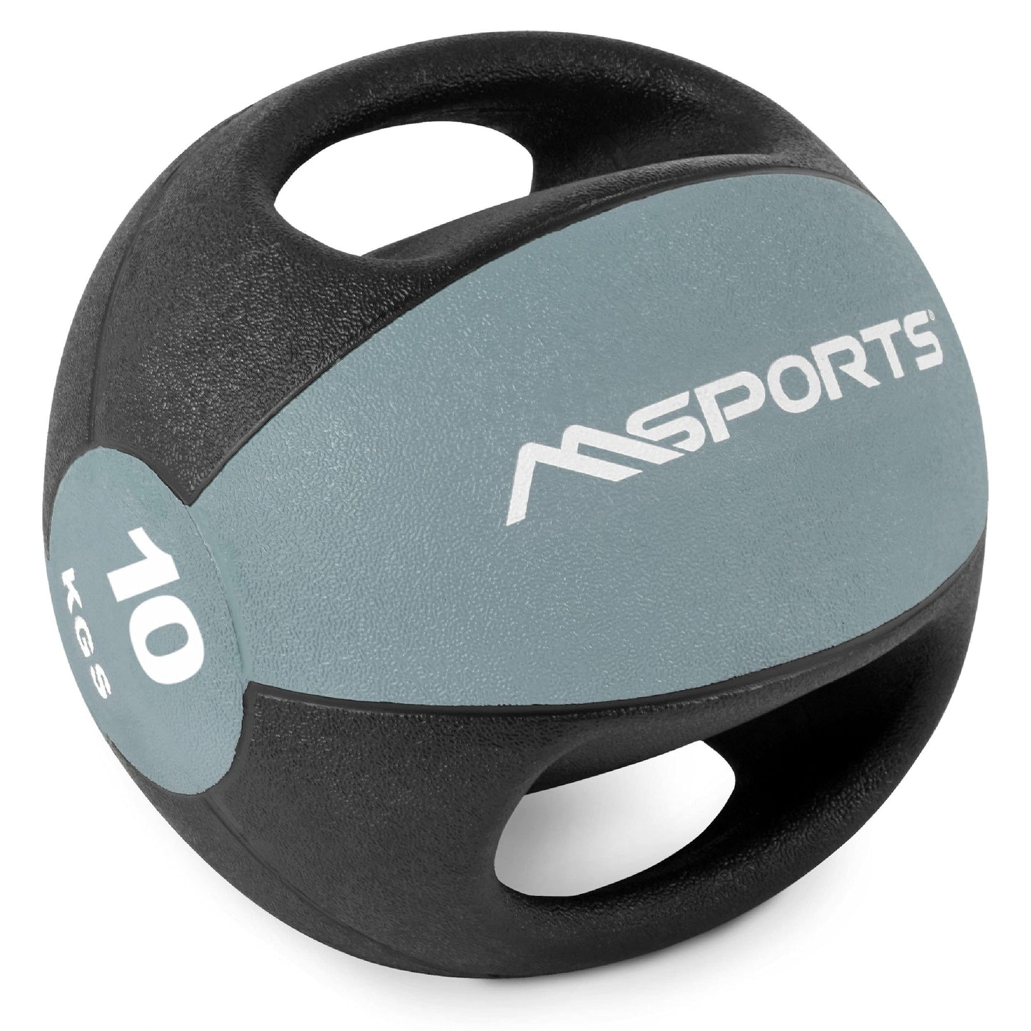 Medizinball mit Griffen, 10 kg - Hellgrau