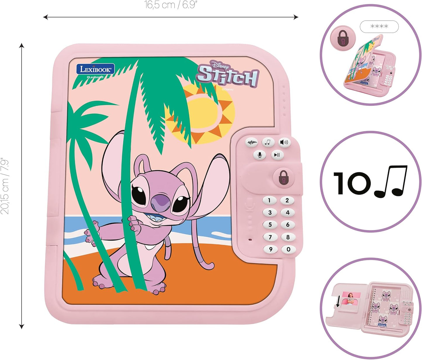 Elektronisches Tagebuch mit Stift und Notizbuch, Angel - Disney Stitch