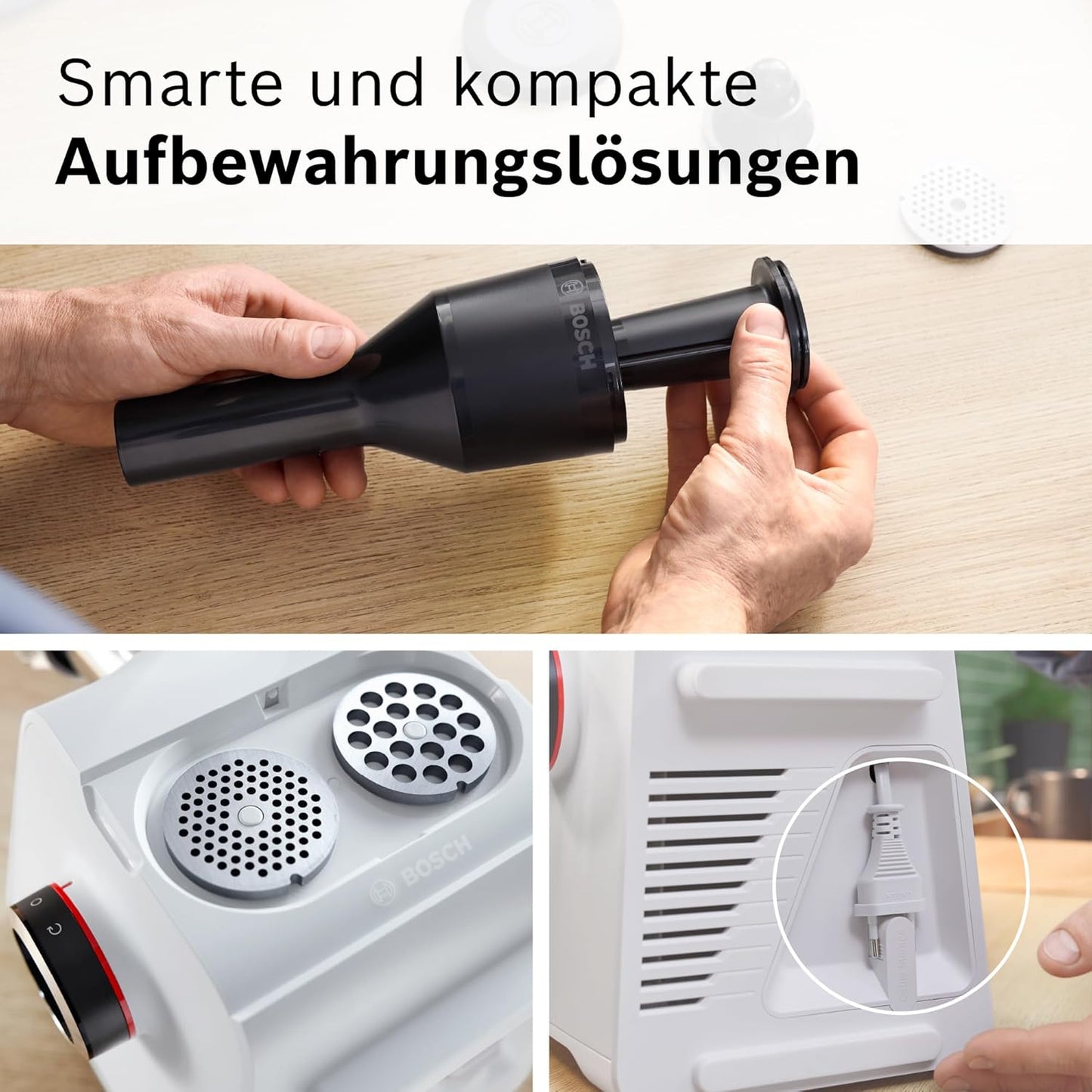 MultiPower Serie 6 Fleischwolf mit Kebbe- und Wurst-Aufsatz, Weiß