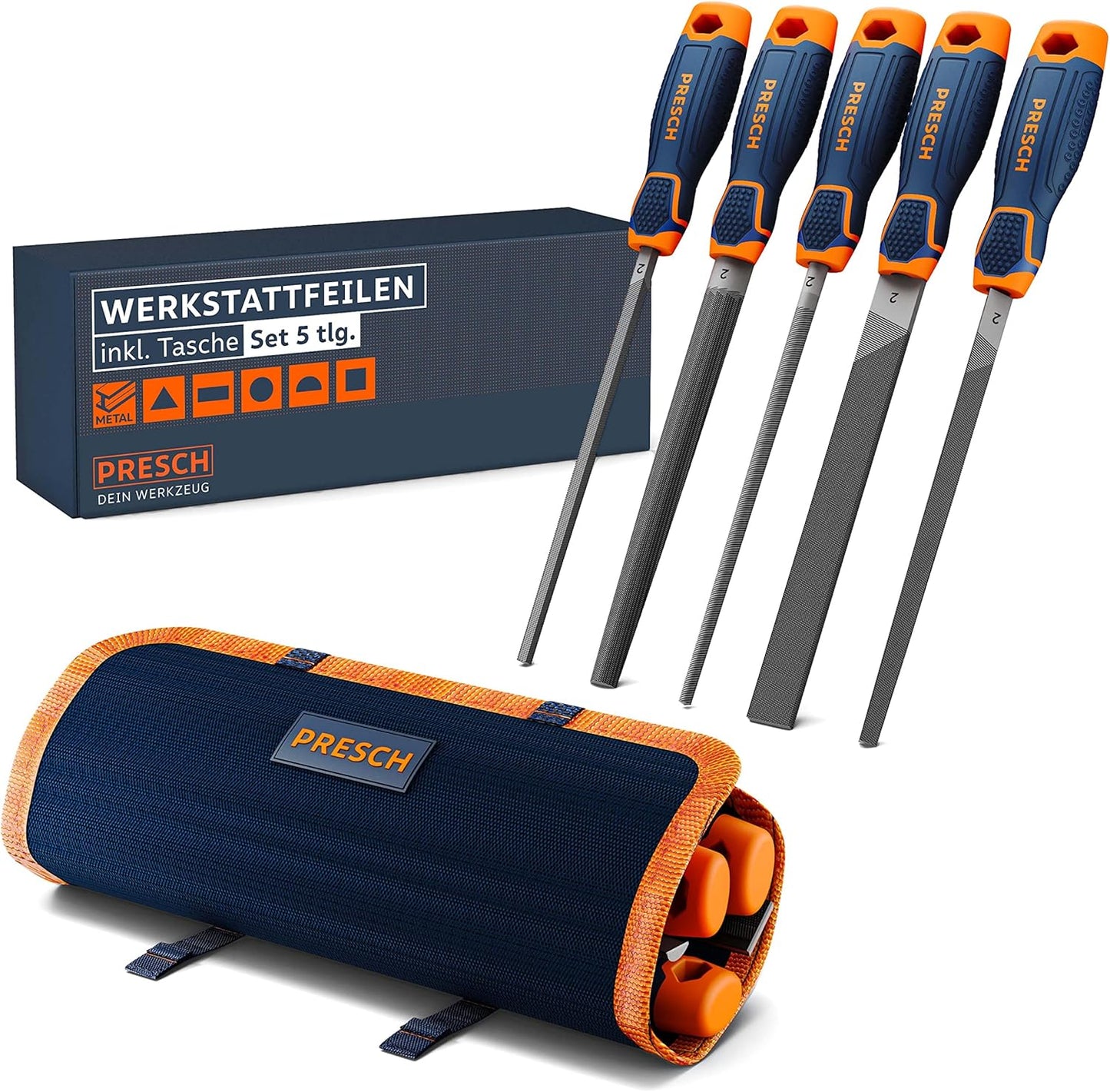 Werkstattfeilen-Set mit Rolltasche, Feilen Set 5 tlg. Inkl. Tasche