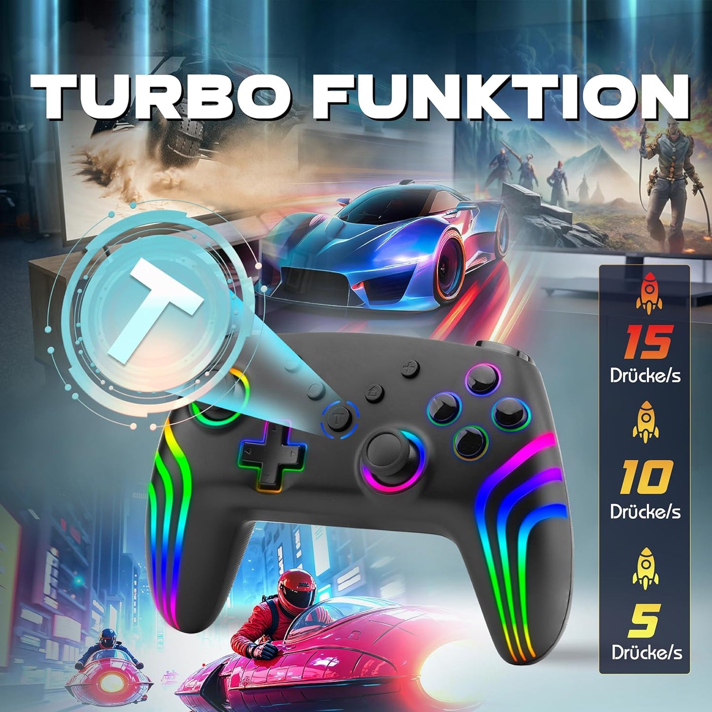 Wireless Gamepad für Switch/PC/Android, MLT-NEXS-K