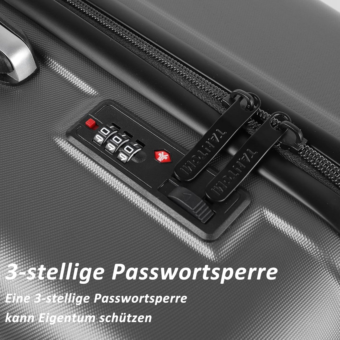 3-teiliges Hartschalen-Kofferset, Dunkelgrau Koffer Set(56/66/76 CM)