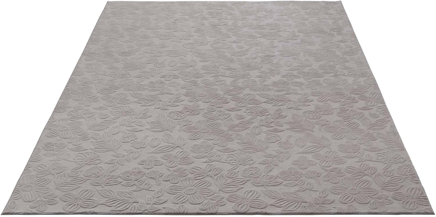 Rutschfeste Badematte, waschbar, Grau Floral 120 x 170 cm (Rechteckig)