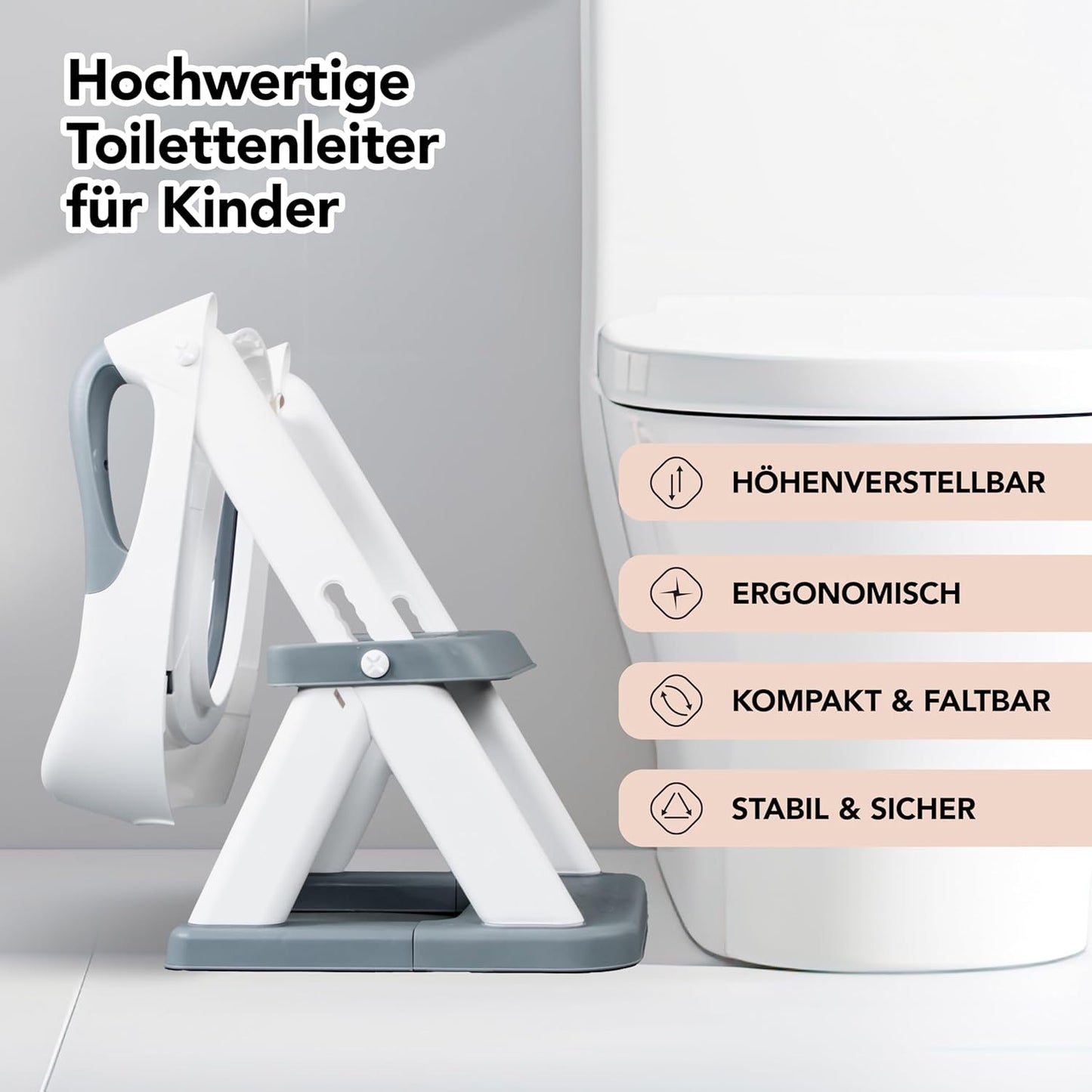 Höhenverstellbarer Kinder-Toilettensitz mit Treppe