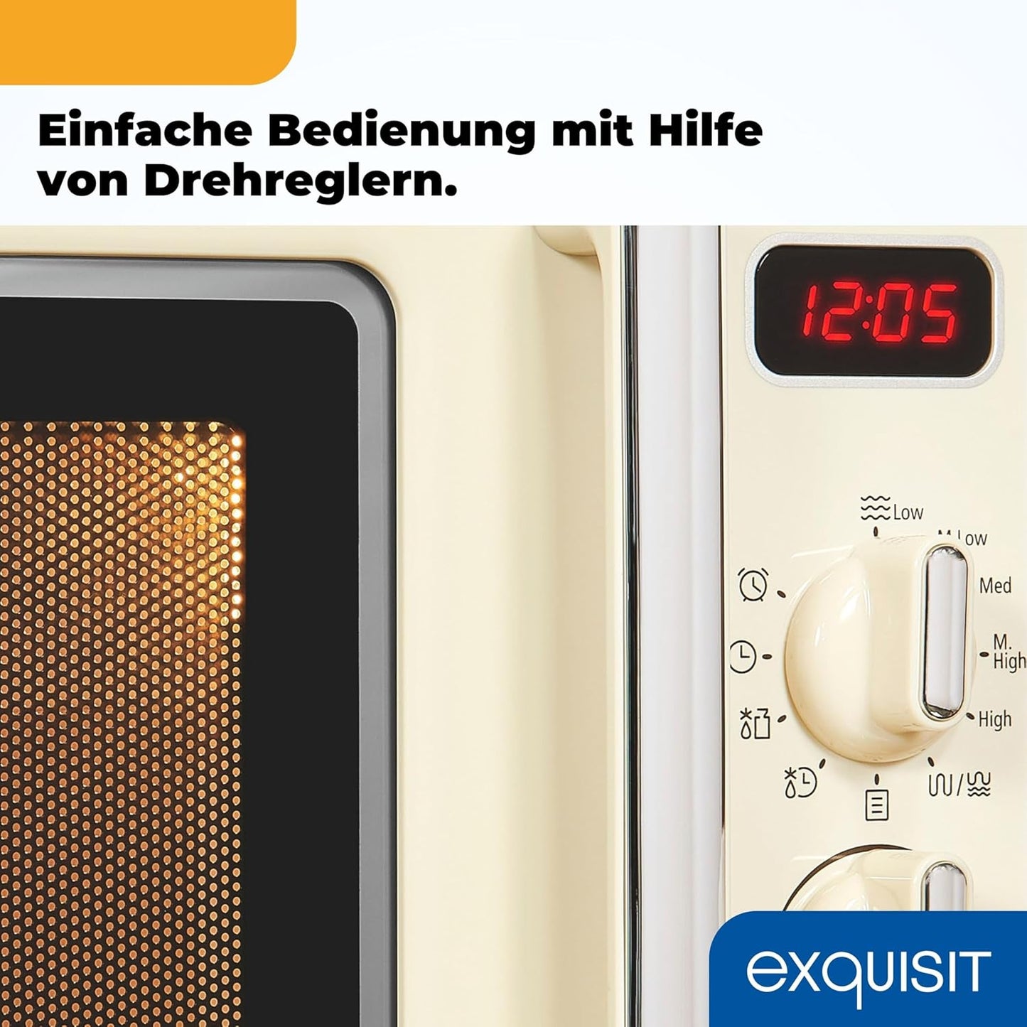 Retro RMW720-3GDIG Mikrowelle mit Grill & Auftaufunktion, Creme