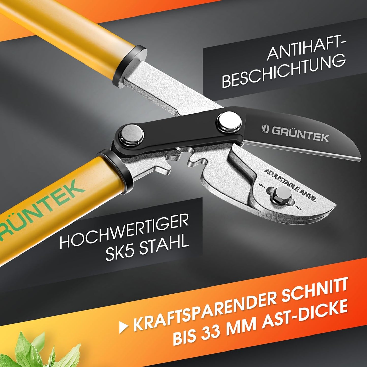 Astschere mit Metall-Amboss & Antihaftklingen