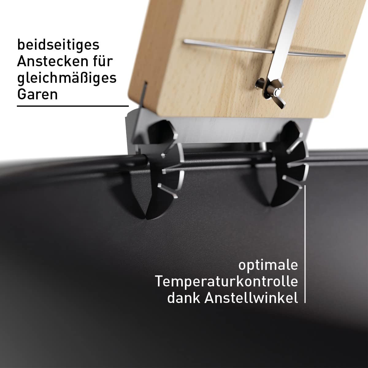 Flammlachsbrett, Flammlachs mit Halterung