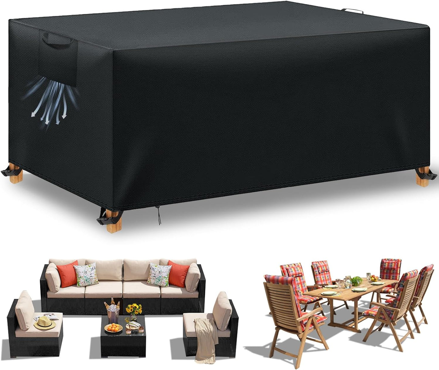 Gartenmöbel-Abdeckplane, Schwarz, 242x162x100cm