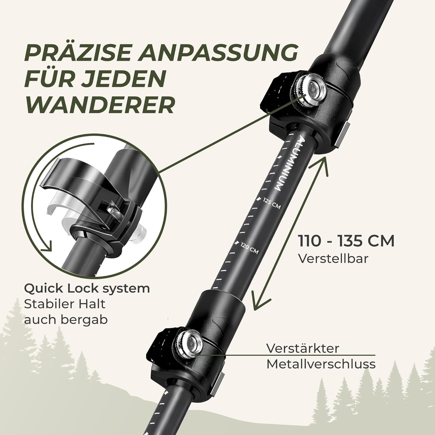 Trekkingstöcke mit Korkgriff, Aluminium