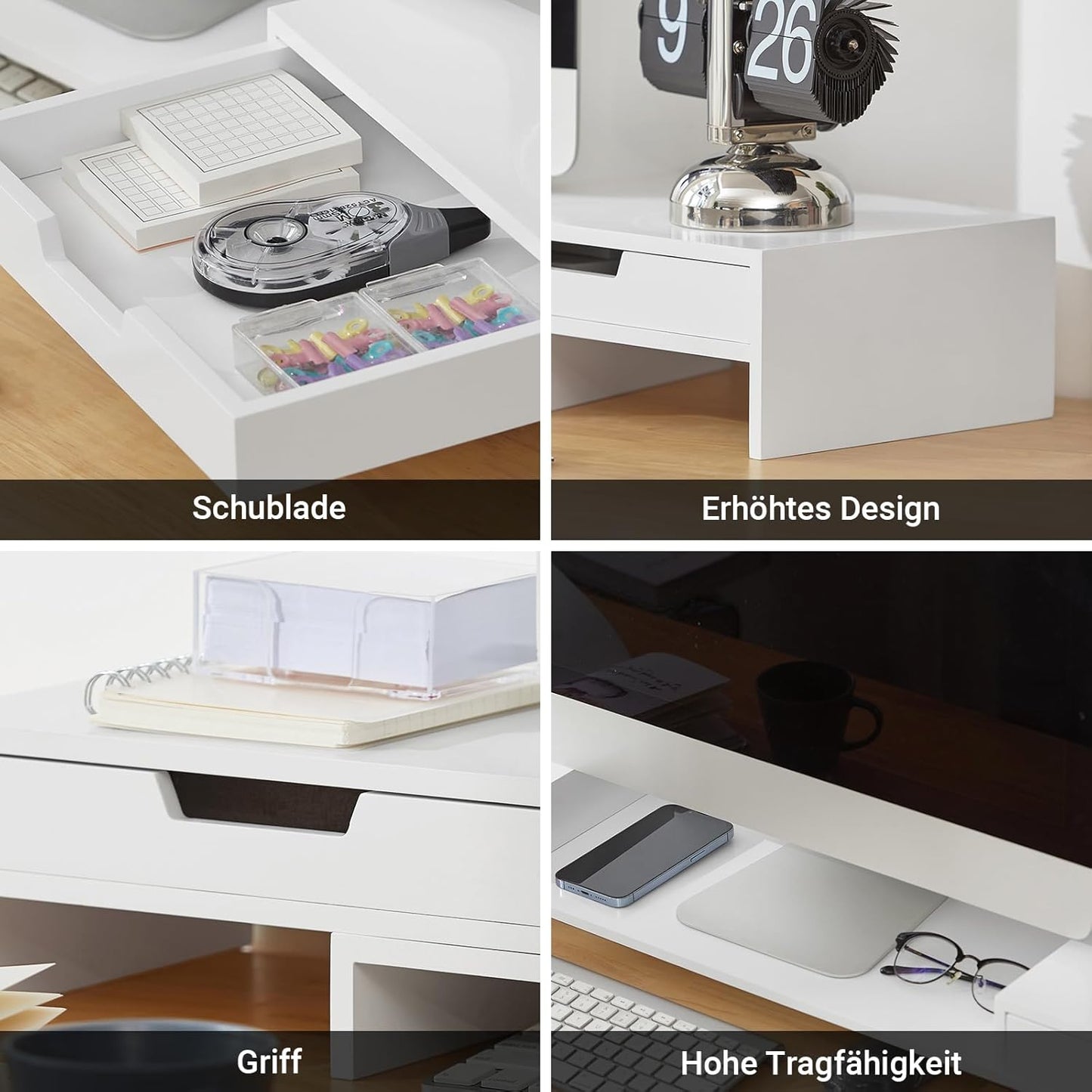Monitorerhöhung Natalie, Weiss/MDF