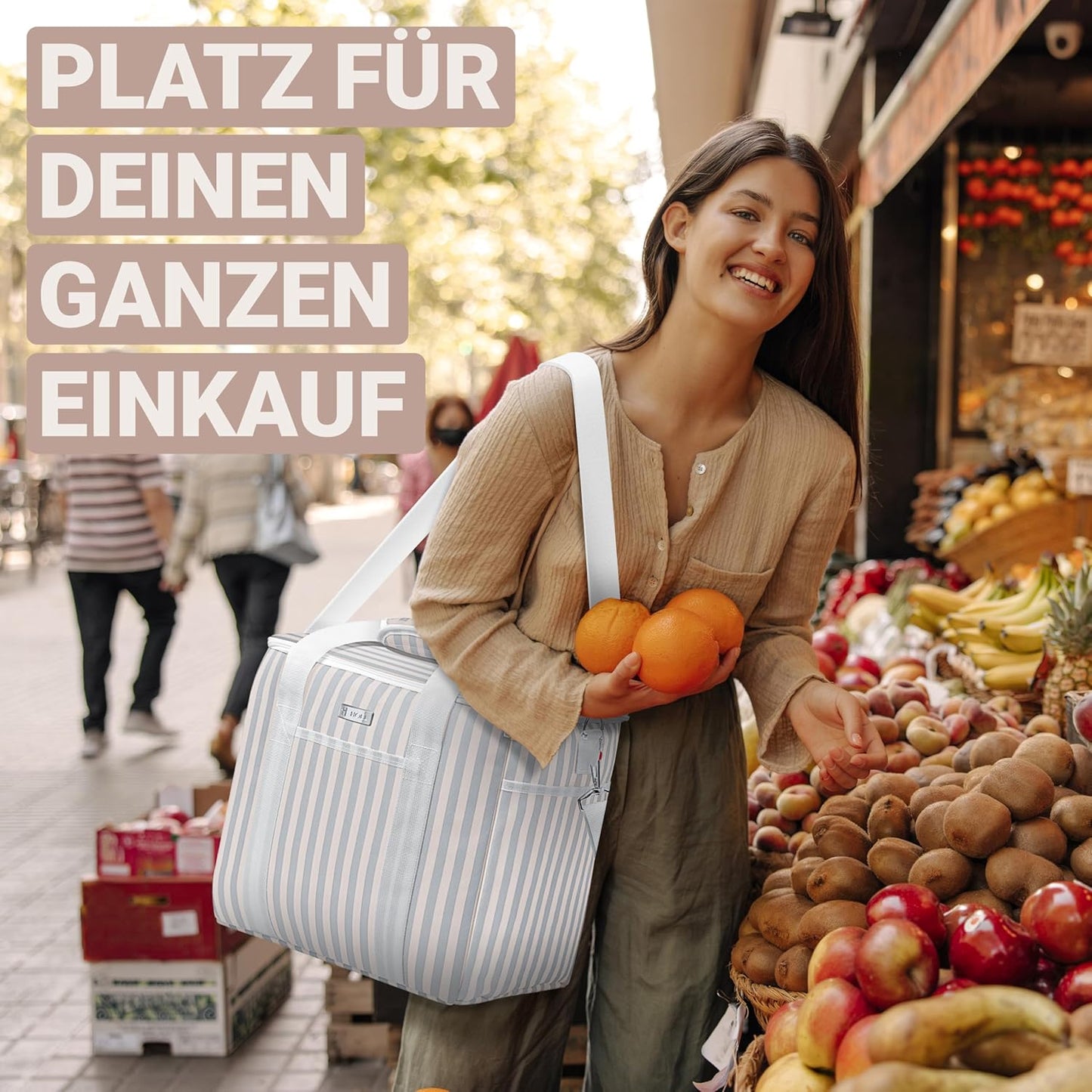 Faltbare Isoliertasche für Einkaufen & Picknick, 30L Beige