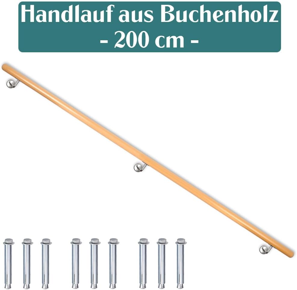 Holzhandlauf für Treppengeländer (200 cm), 200 cm
