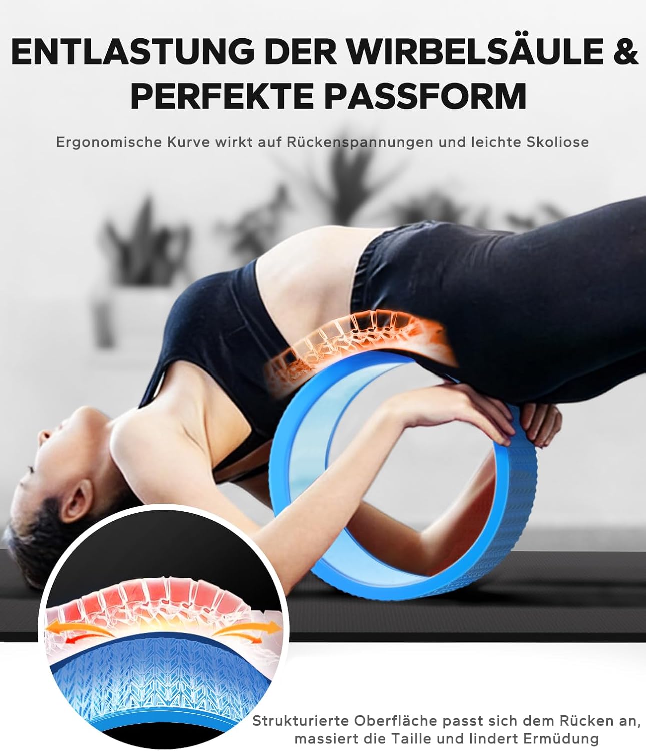 Yoga Rad Set mit Gymnastikball und Pumpe, Blau 30CM 1