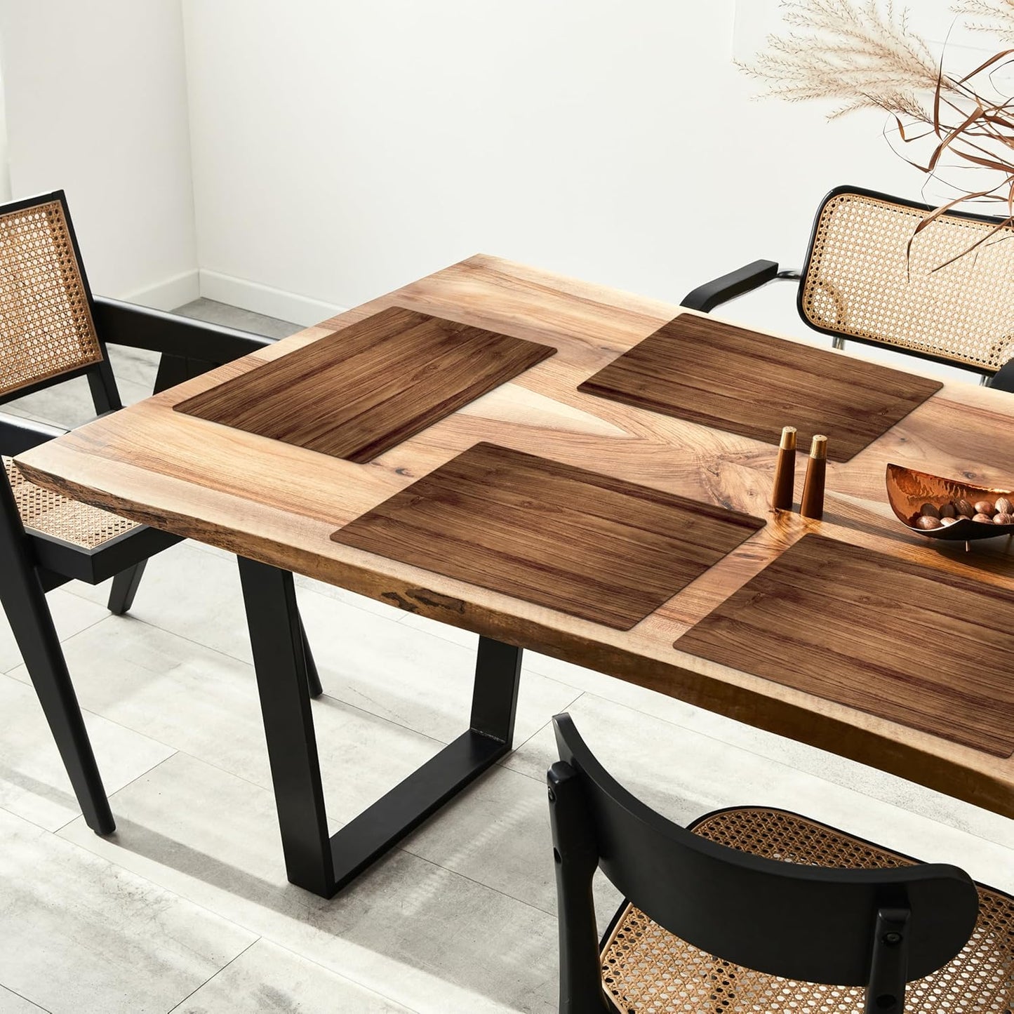 6-teiliges Platzset, Holzoptik - Braun
