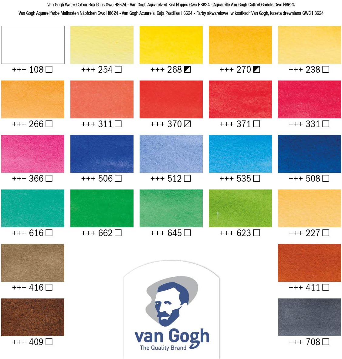 Aquarellfarben Geschenkset im Holz-Aquarellkasten (24 Näpfchen)