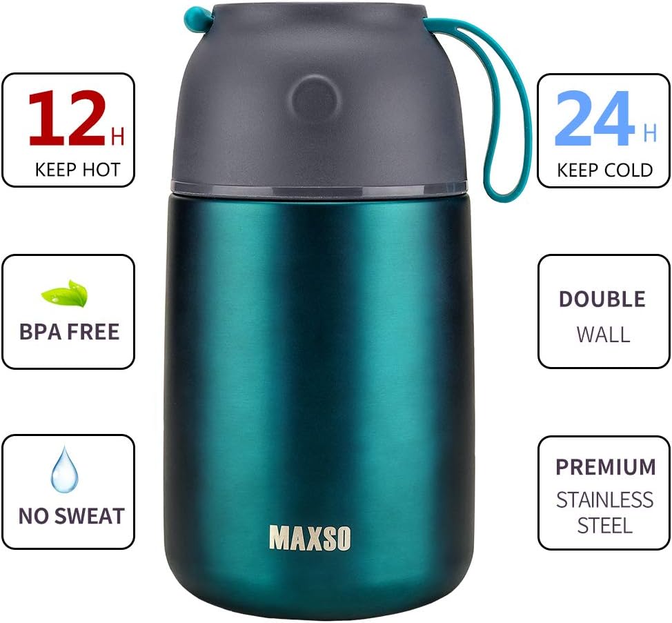 Thermobehälter-Set mit faltbarem Löffel, 500 ml + 700 ml Green