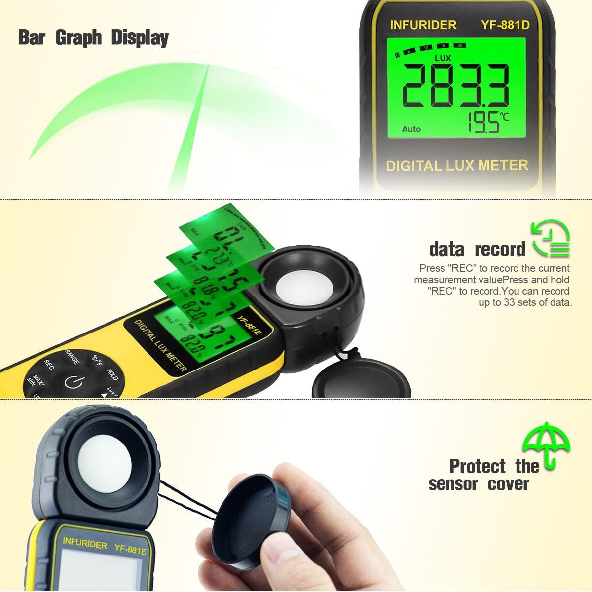 Digitales Luxmeter YF-881E, 881E