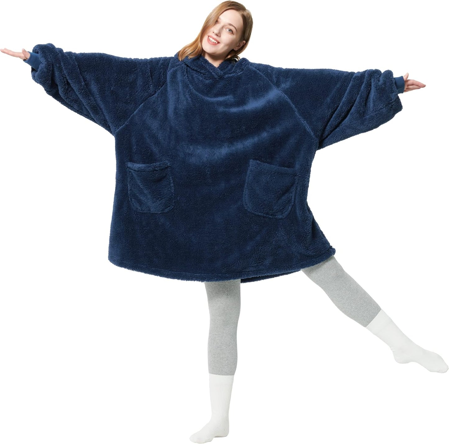 Hoodie Decke, L 13-blau Kurz