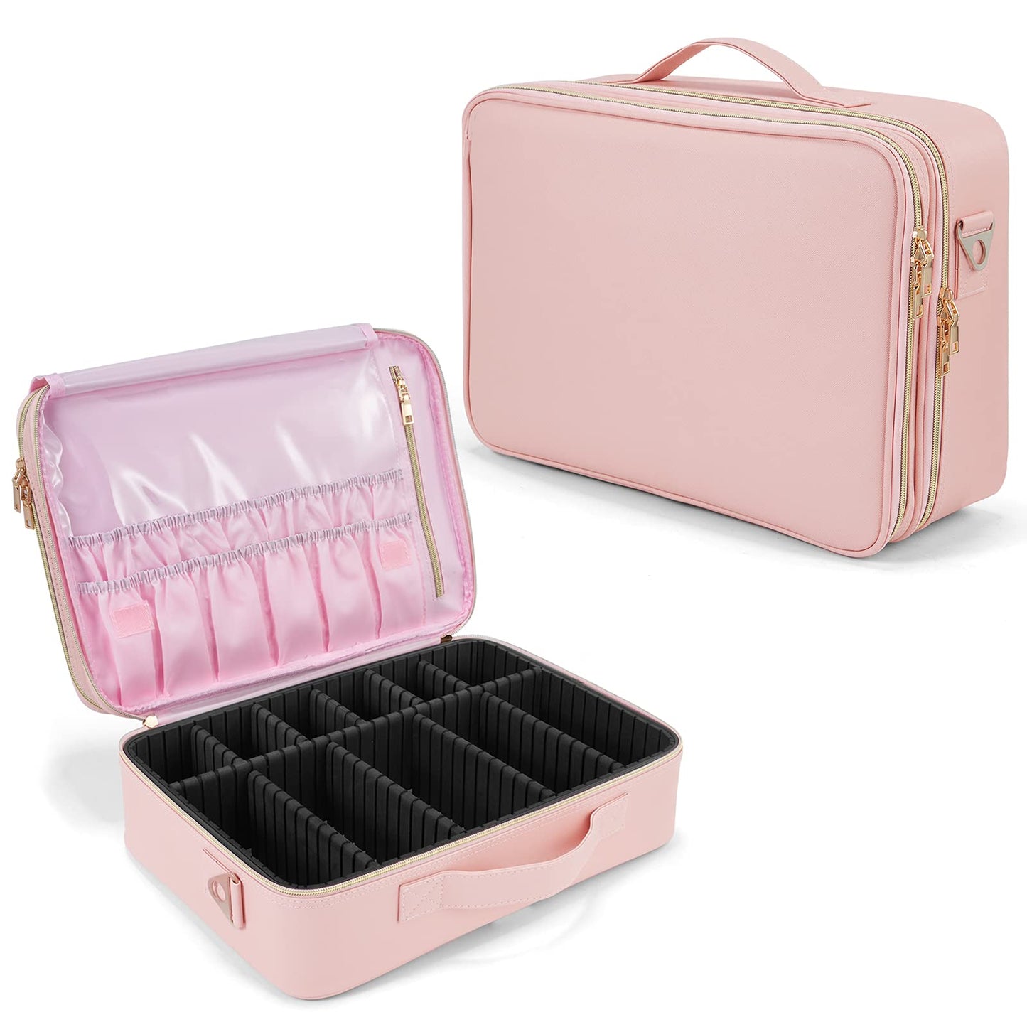 Kosmetiktasche mit verstellbaren Trennern, Rosa