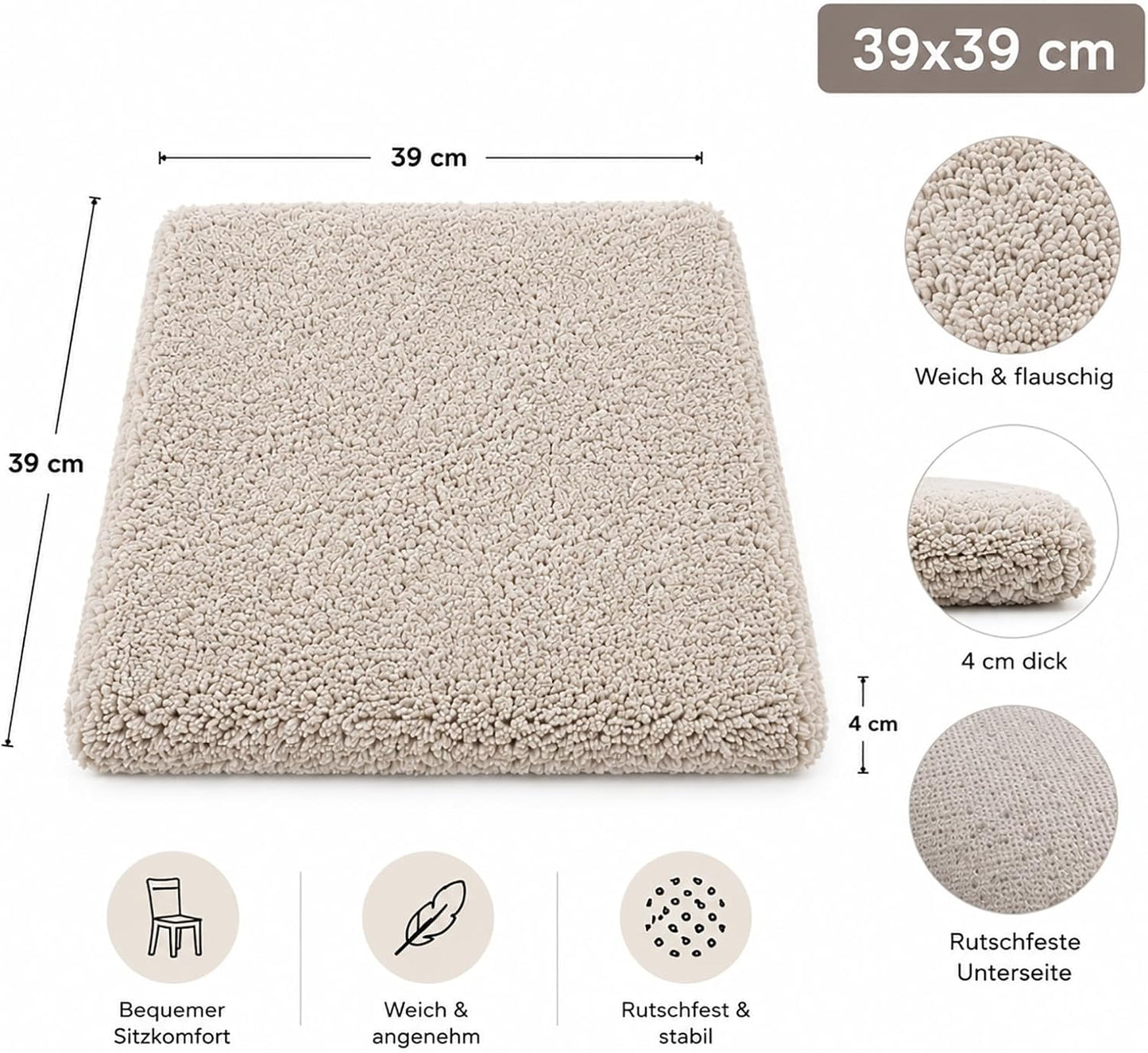 Sherpa Sitzkissen-Set (2 Stück) für Stühle, 2er Set Sherpa Taupe