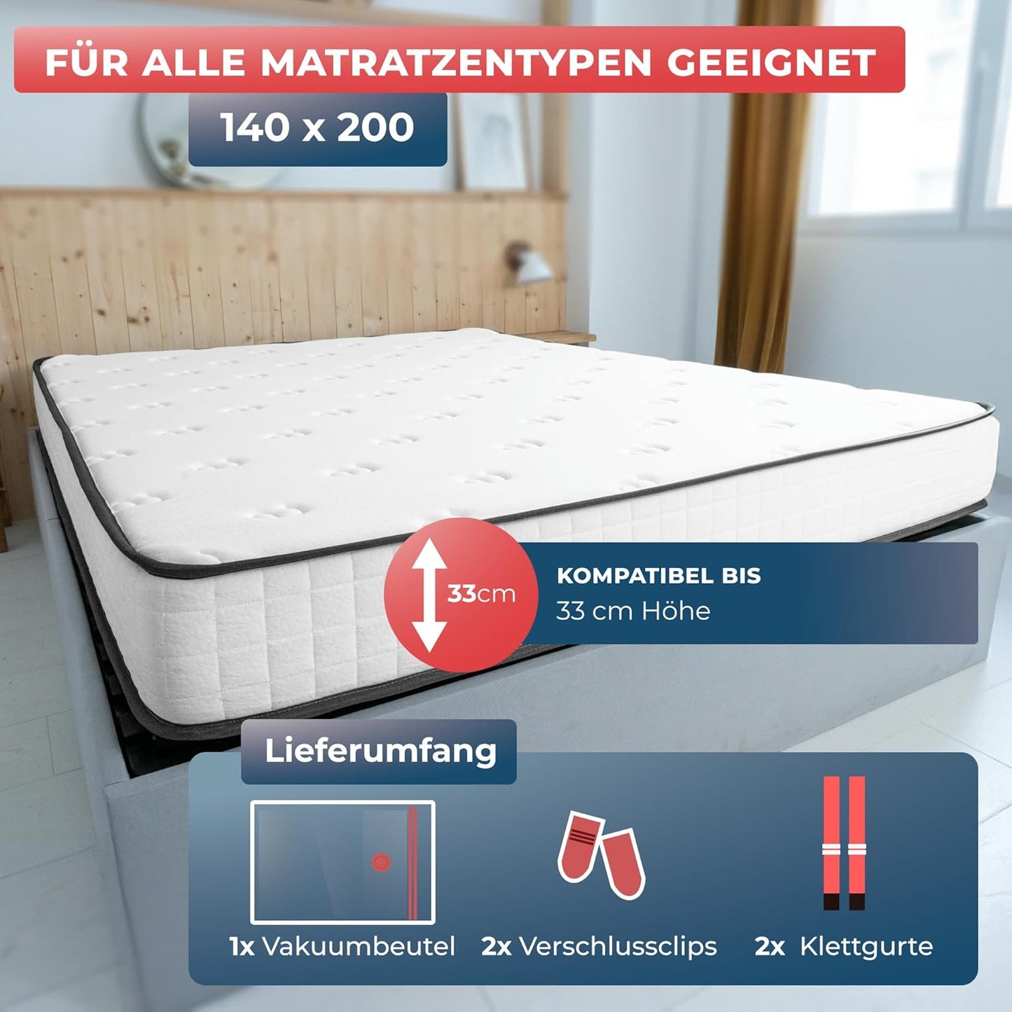 Luftdichter Vakuumbeutel für Matratzen, 140 x 200 cm, 140 x 200