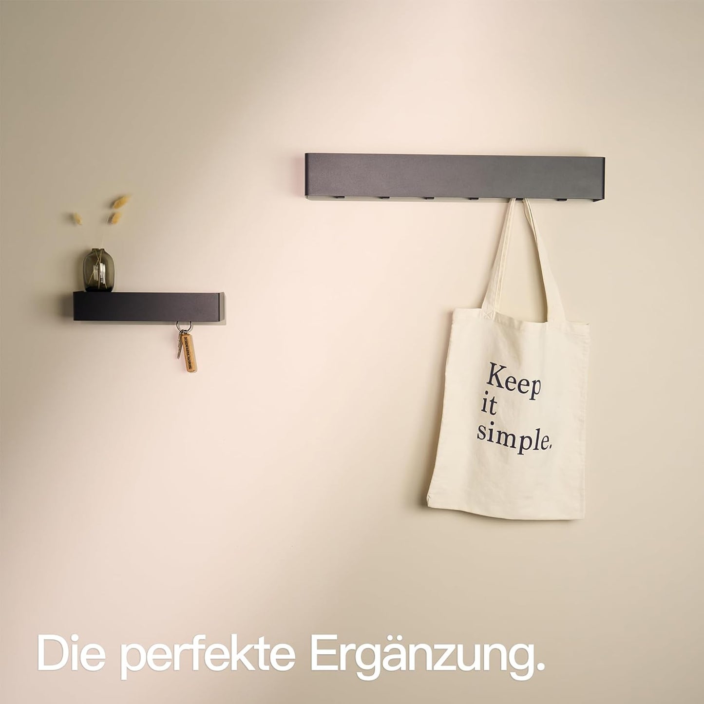 Schlüsselbrett mit Ablage, Schwarz