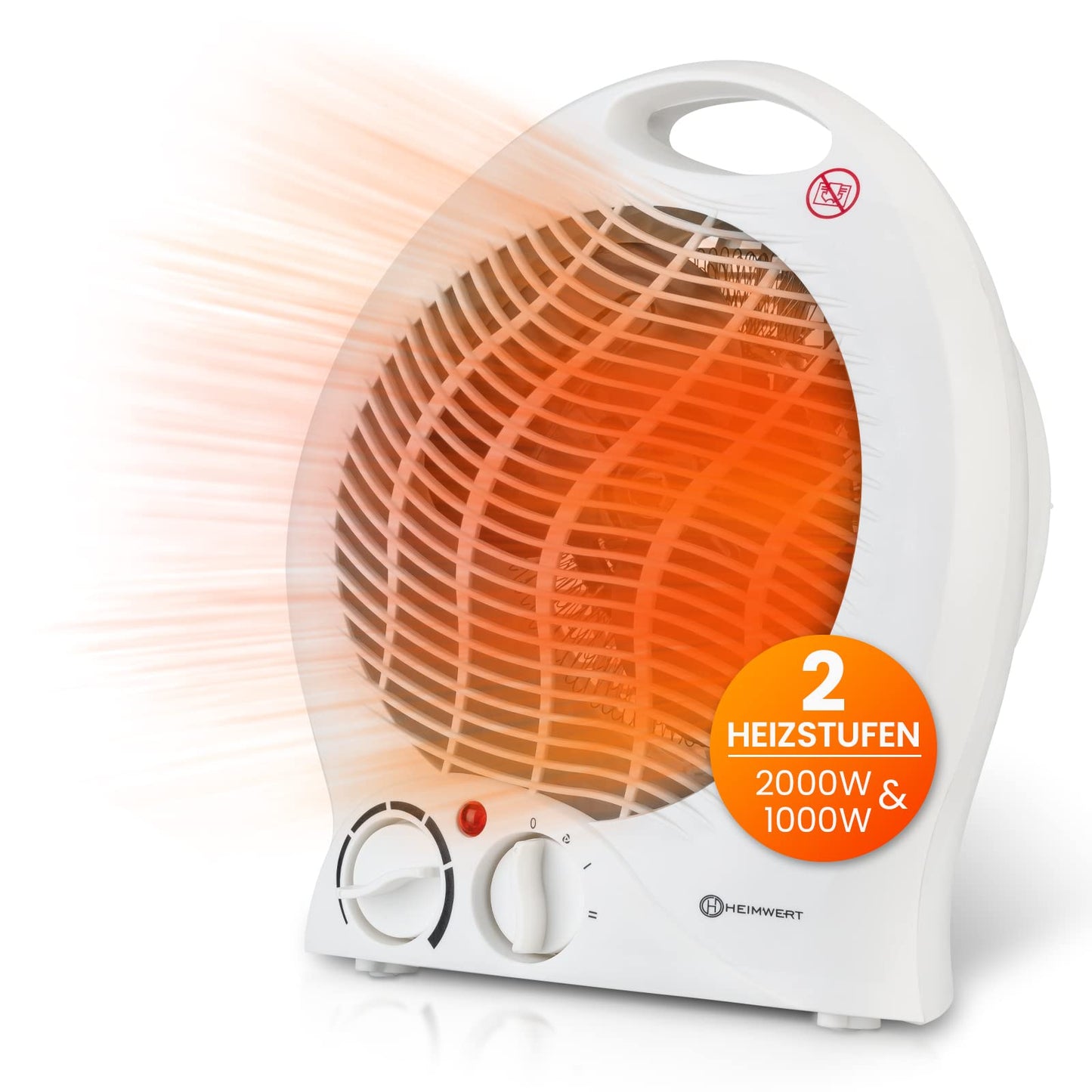 Energiesparender Heizlüfter mit Thermostat, Weiss