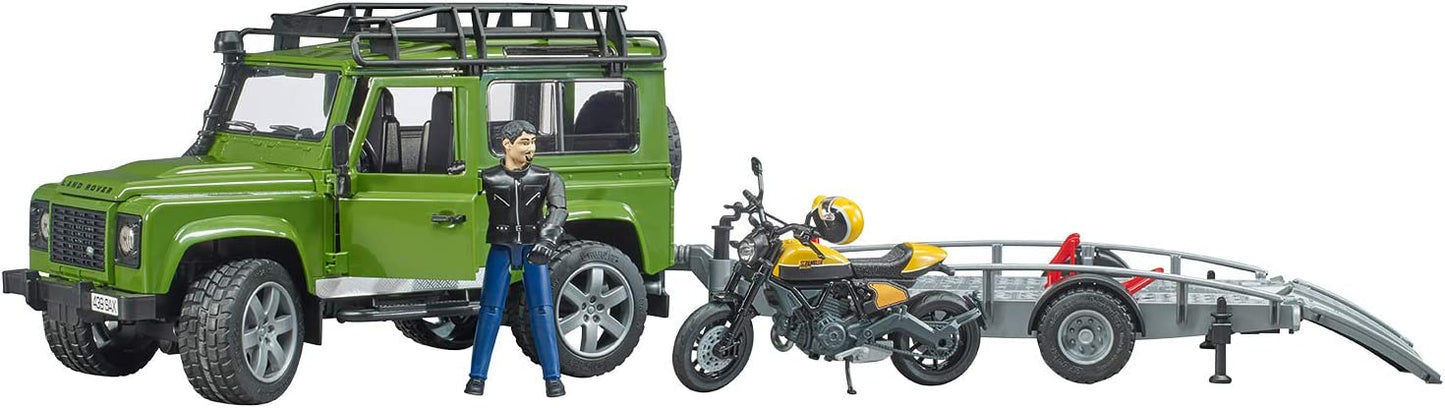 Land Rover Defender mit Anhänger, Scrambler Ducati Full Throttle, Modellfahrzeug