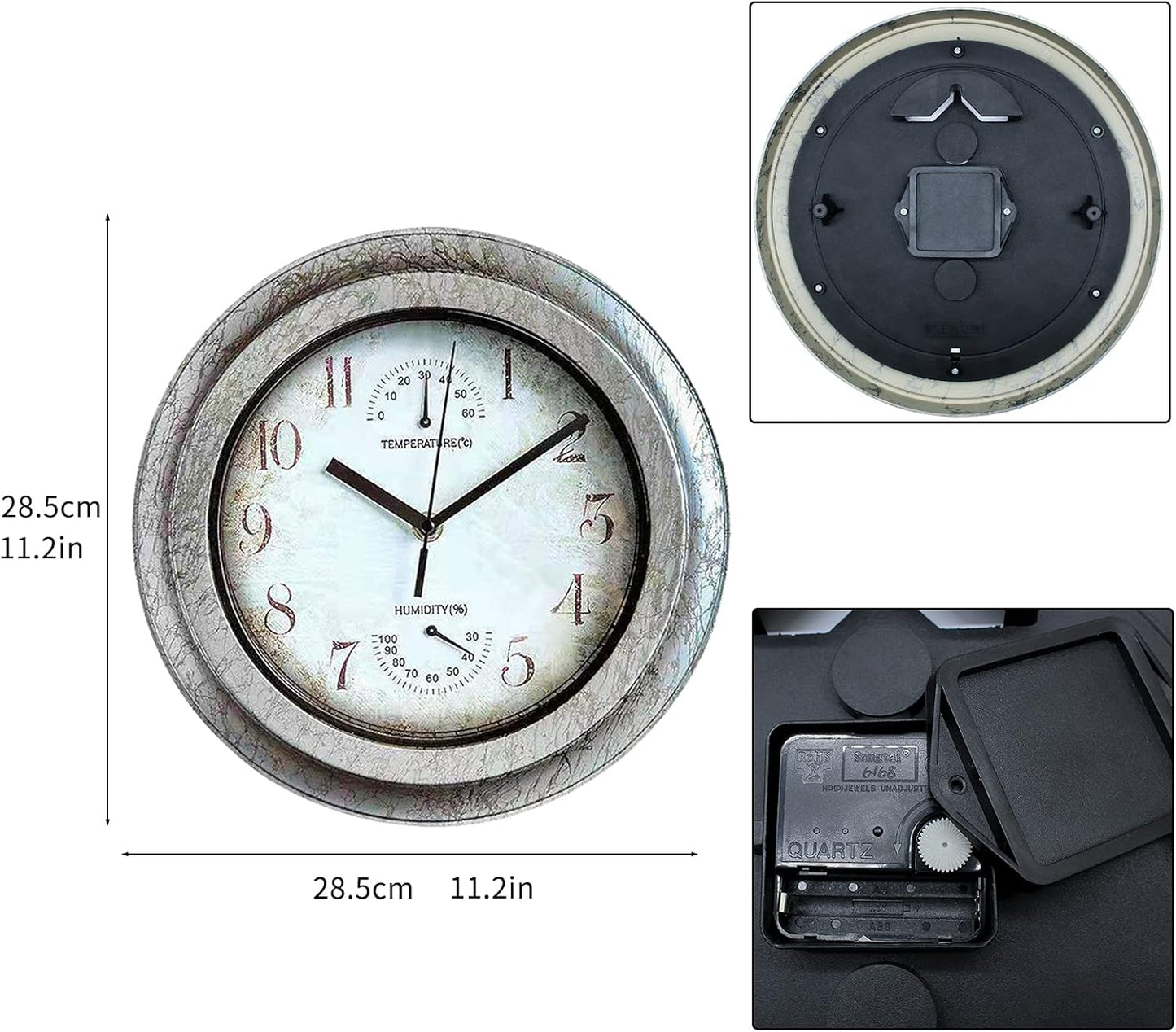 Vintage Wanduhr mit Thermo- und Hygrometer