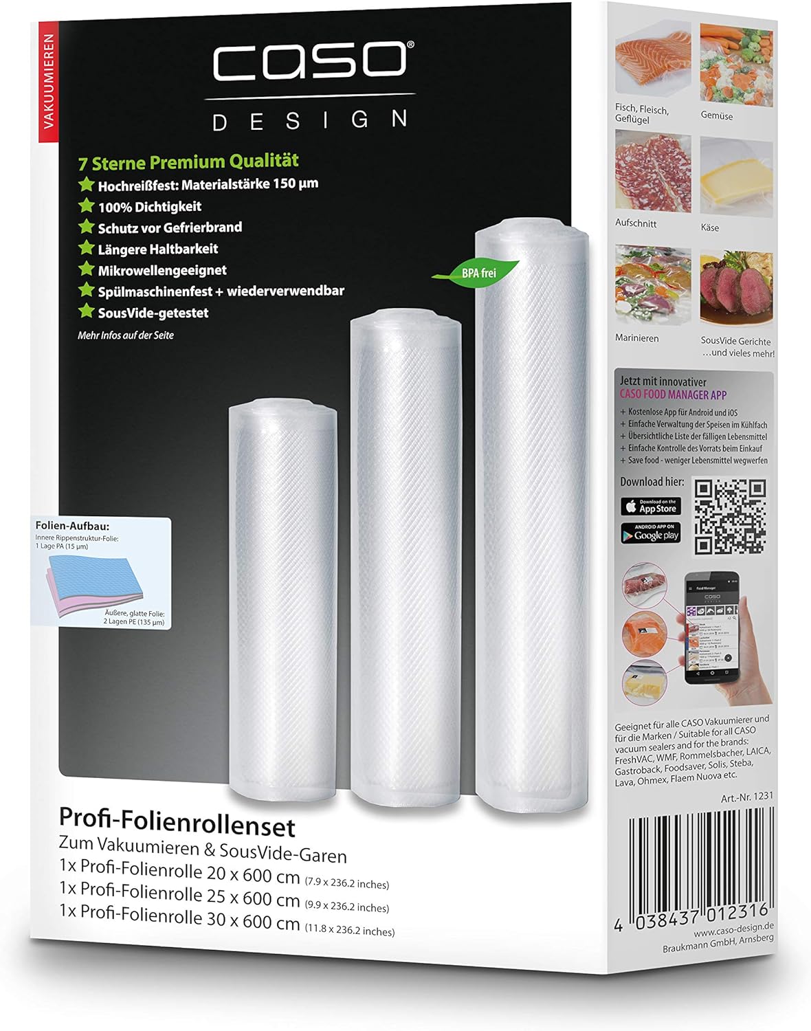 Profi Folienrollenset, Set 4 ; Rolle 20x600 cm+Rolle 25x600 cm+ Rolle 30x600 cm