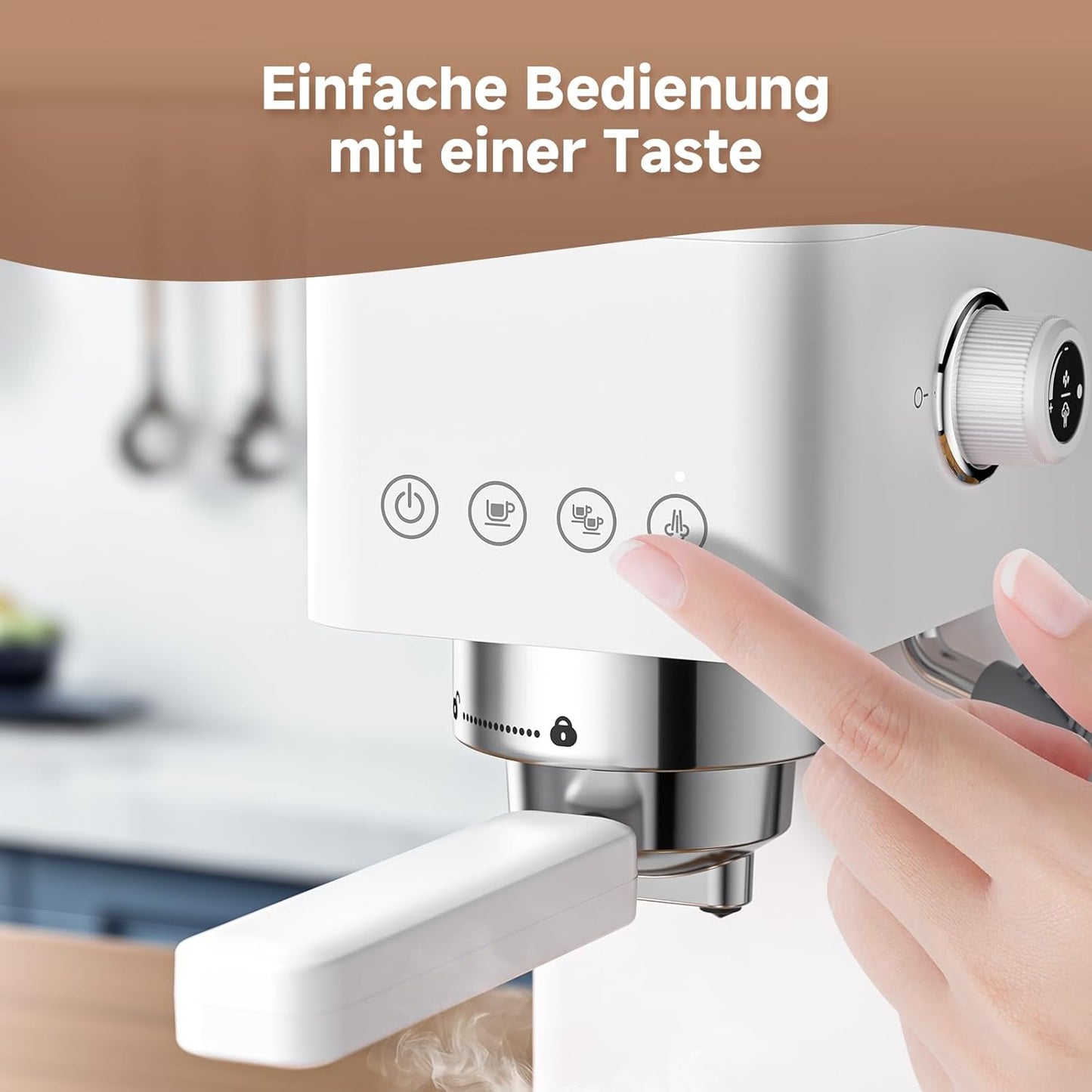 Siebträgermaschine mit Milchaufschäumer, 1.5 Liter White