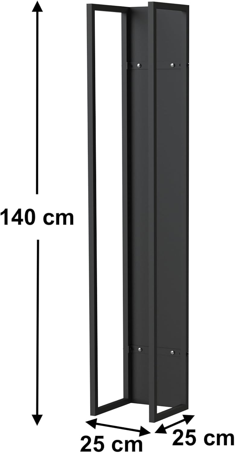 Kaminholzhalter für die Wandmontage, Höhe 140 cm