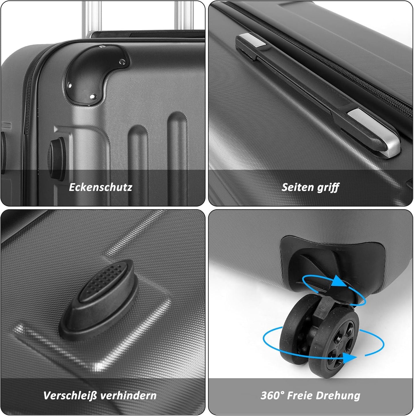 Handgepäckkoffer mit Laptopfach, Dunkelgrau M