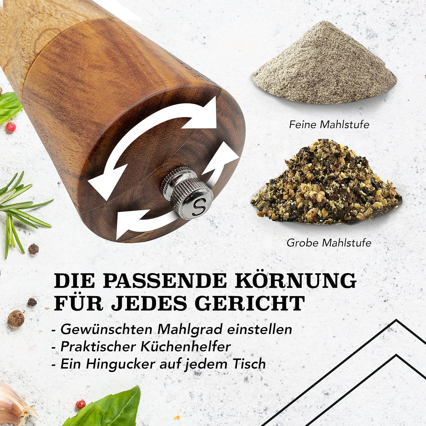 Salz- und Pfeffermühlen-Set mit Keramikmahlwerk, 25,5 cm
