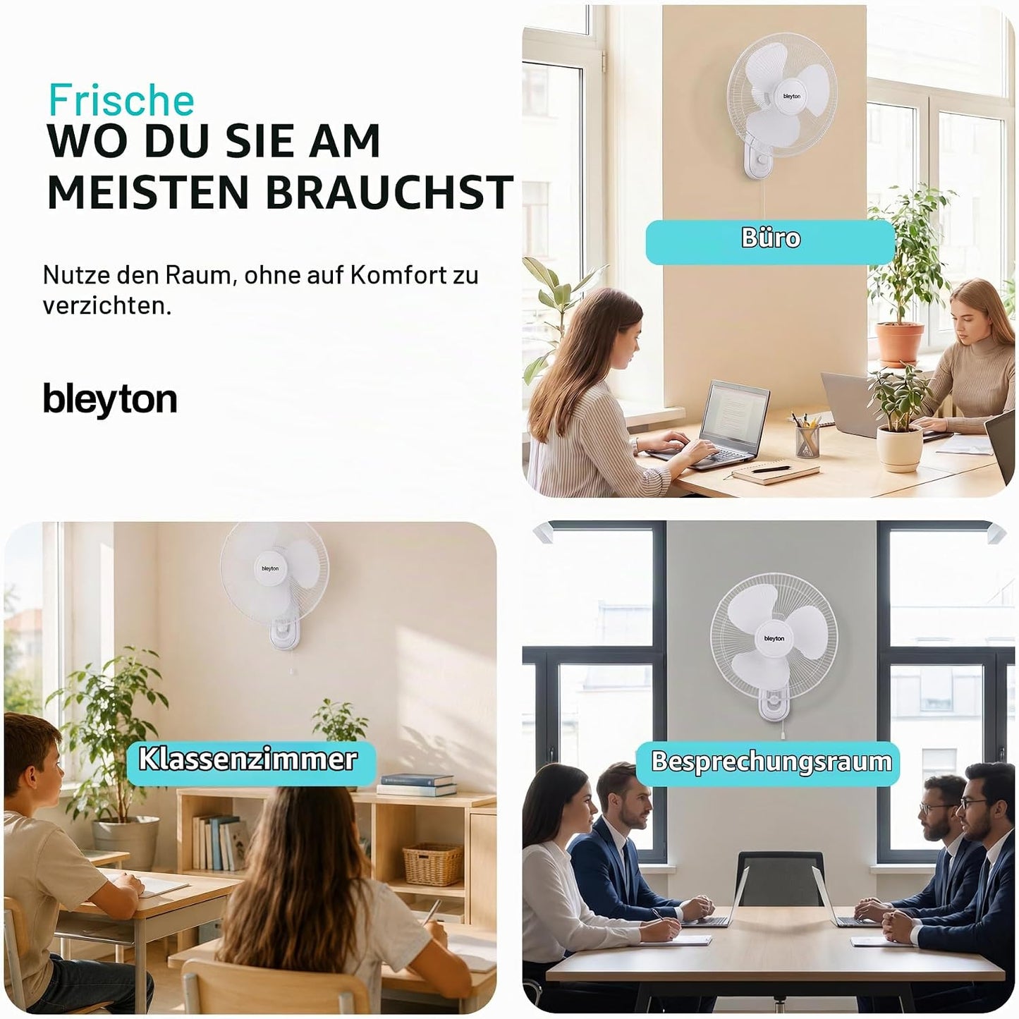 Classic Wall Wandventilator mit Zugschalter und Oszillation