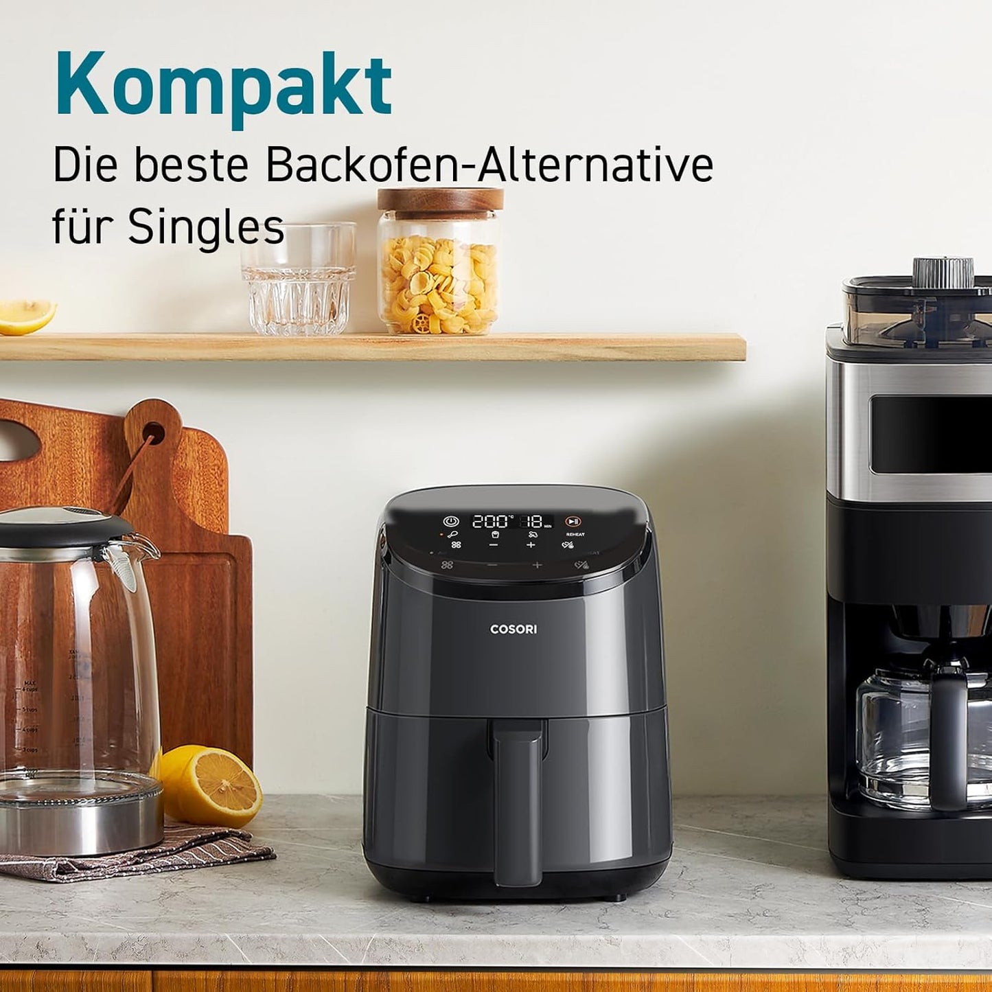 Kompakte Mini-Heissluftfritteuse, Mini 2L