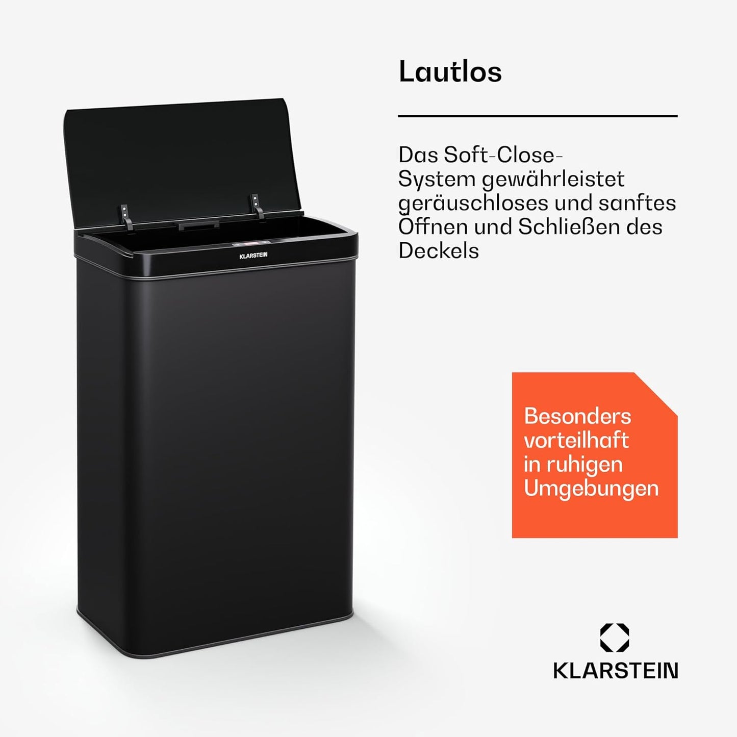 Sensor-Mülleimer mit Bewegungssensor & Soft-Close, 60 L Schwarz