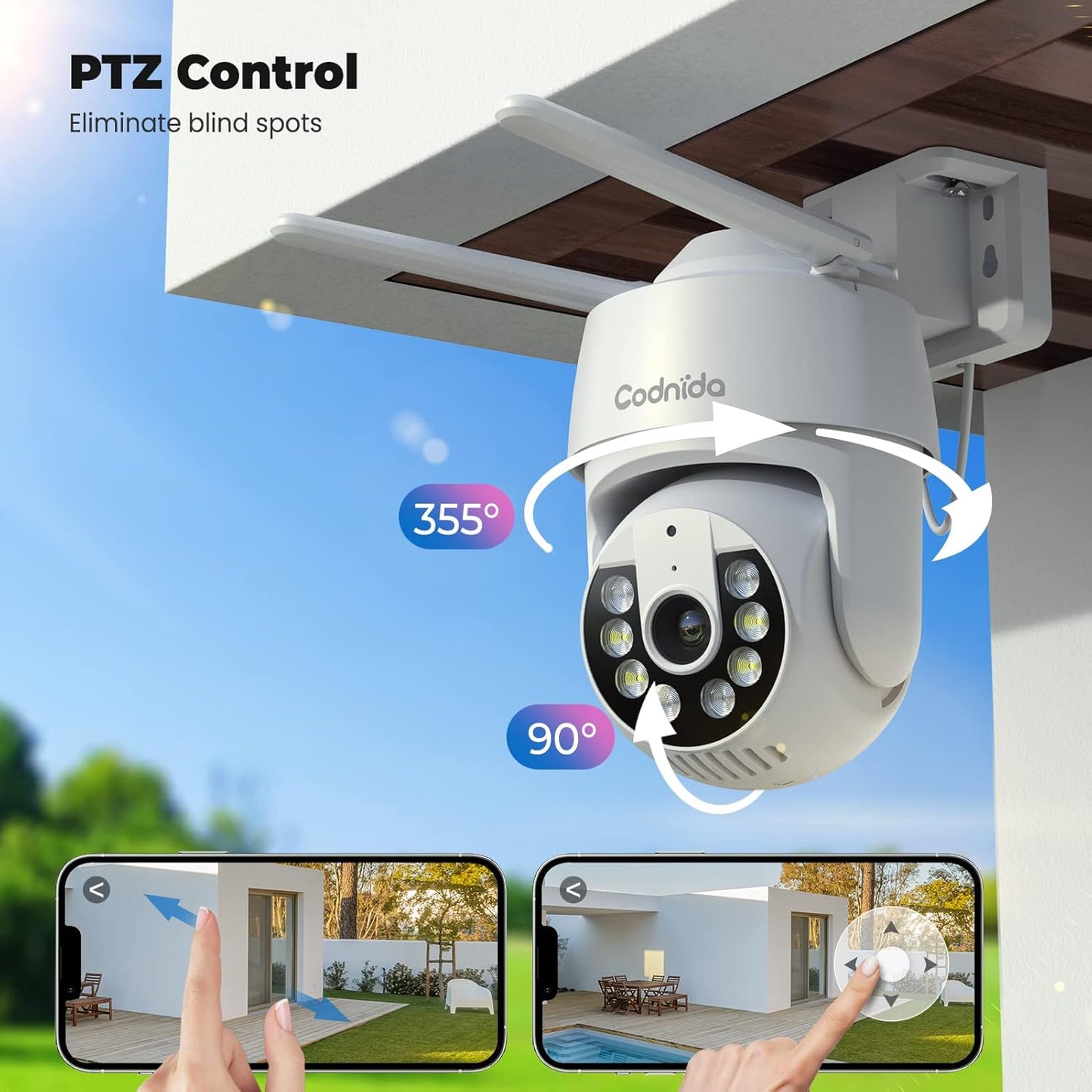 2K Aussenkamera mit 360°-Sicht & Alexa-Kompatibilität, 1 Stück