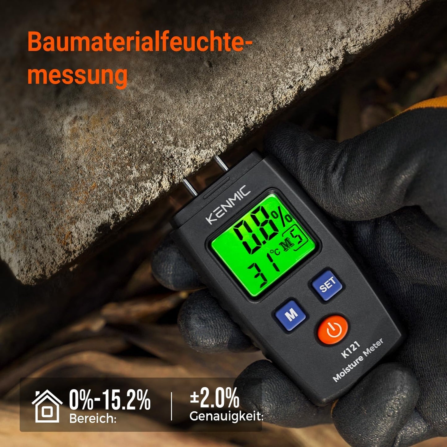 Tragbarer Feuchtigkeitsmesser mit LCD-Display