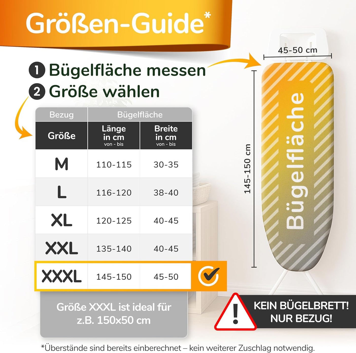 Turbo-Bügelbrettbezug mit Thermoreflexion (XXXL), Blaugrau XXXL