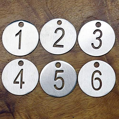 Nummerierte Edelstahl-Anhänger mit Schlüsselring (1-50), 1-50