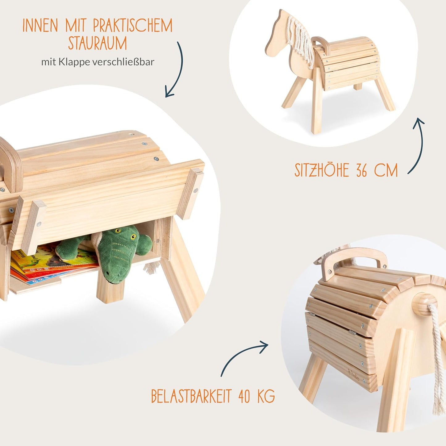 Holzpferd Nelli mit Stauraum