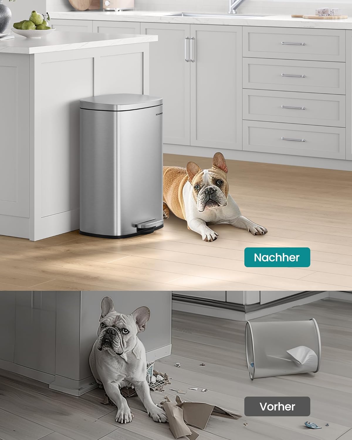 Treteimer Miao mit Softclose-Deckel und Inneneimer, Silbern